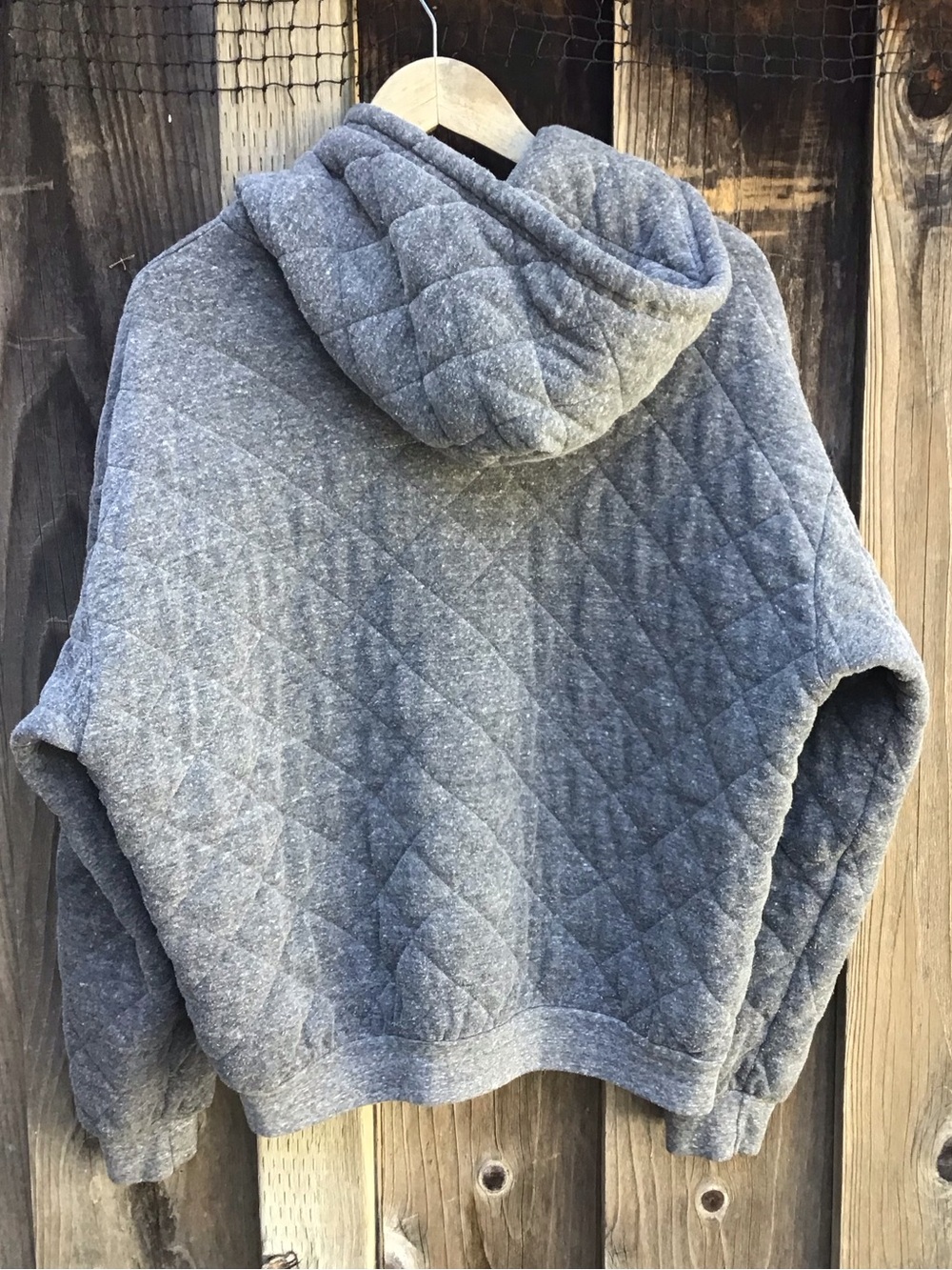 Aviator Nation Quilted Zip Hoodie Womens Large Gray Diamond Stitch USA Made - Picture 6 of 6